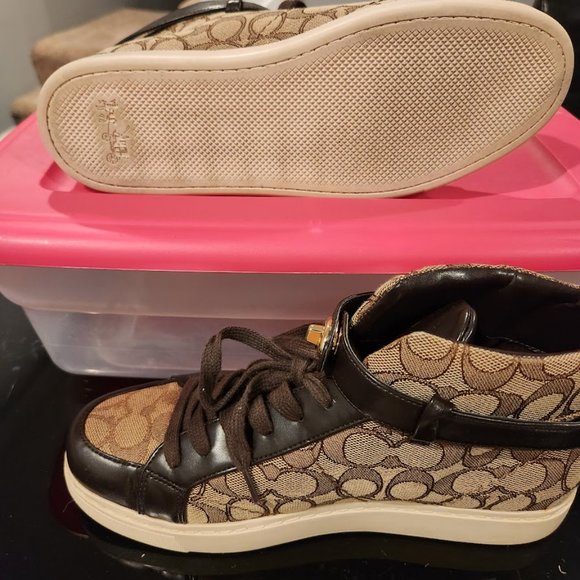 Coach signature Ray Outline high top sneakers style# Q7838 - Picture 2 of 5